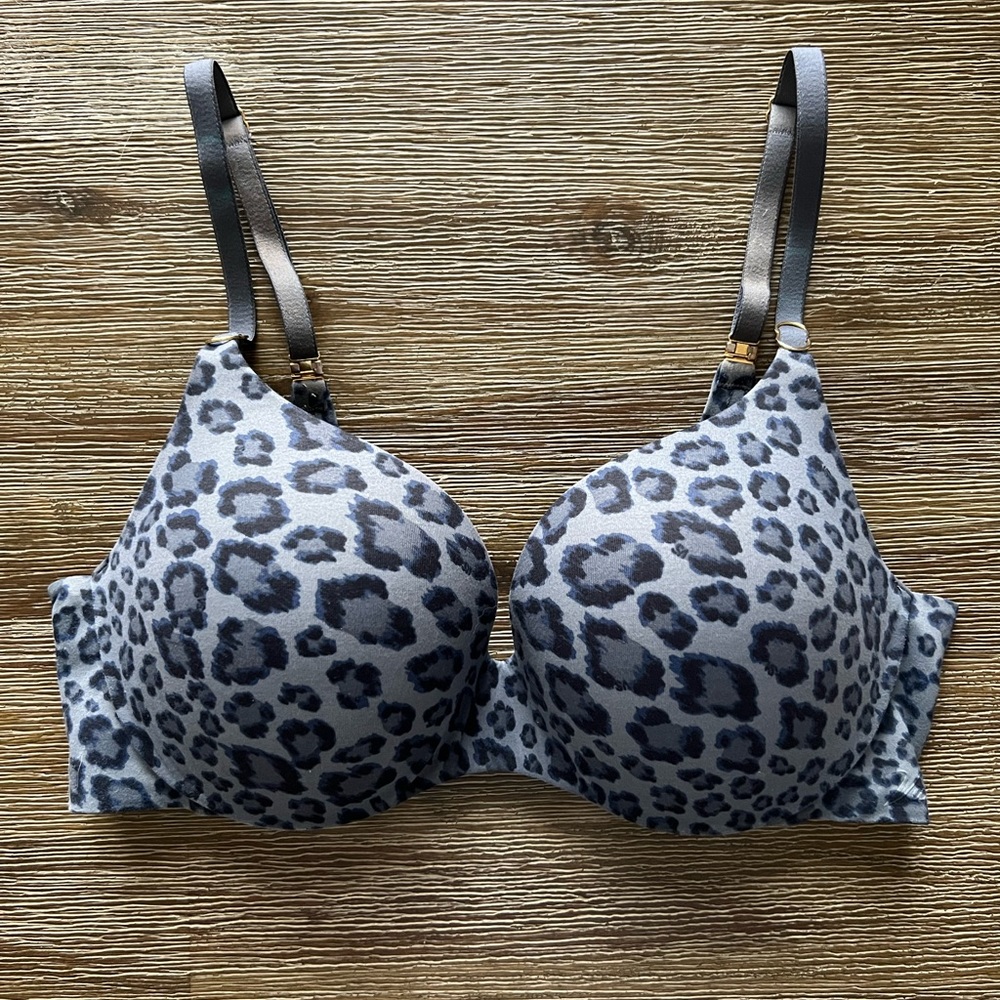 Gray Leopard Print Victoria’s Secret Push Up Bra